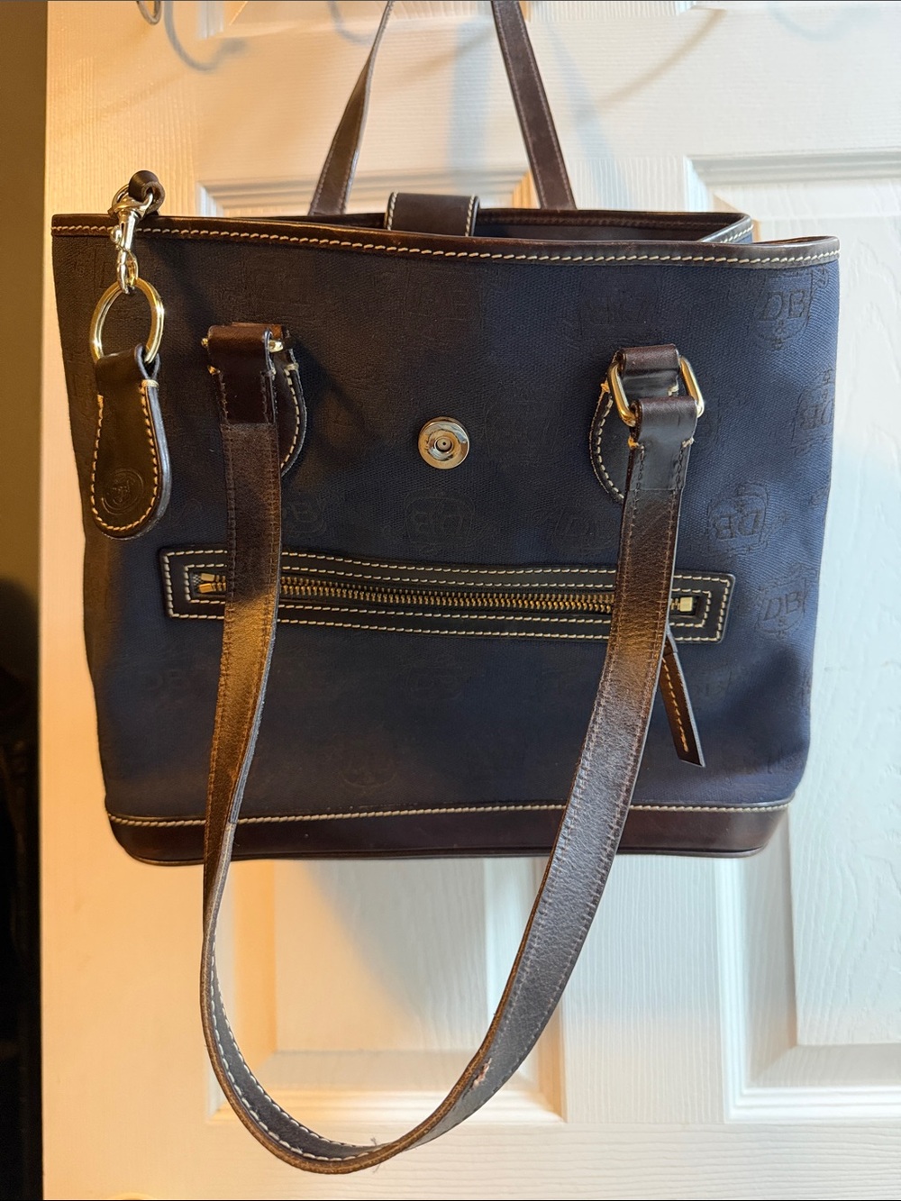 Patterned Dark Brown Tote Bag for Men